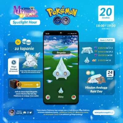 G47IX - Jutro Spotlight Hour na Bergmite #pokemongo
--------------------------------...