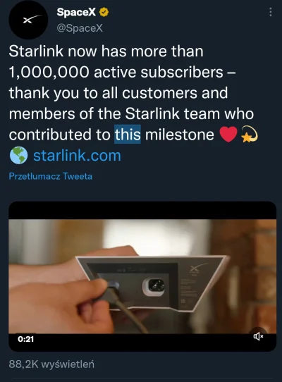 mepps - #spacex #starlink ma już ponad 1 000 000 aktywnych użytkowników. Tak to ponad...