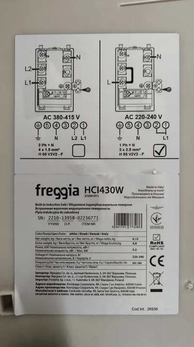 BajkiRobotow - Witam.
Jeśli dobrze rozumiem to płyta FREGGIA HCI430W jest tylko na 2...