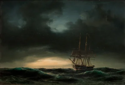 Lifelike - Duńska korweta na morzu po burzy; Anton Melbye
olej na płótnie, 1848 r., ...