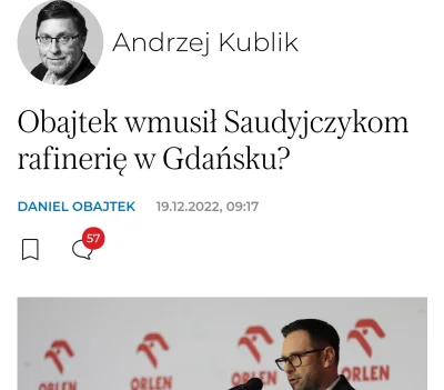 jaroty - „Daniel Obajtek twierdzi, że Orlen sprzedał Saudi Aramco 30% udziałów gdańsk...