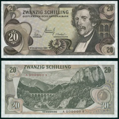 yale - Na 20 schillingowym banknocie znajdował się widok na wiadukty w Semmering. Bar...