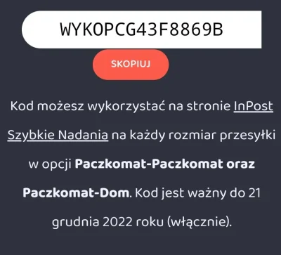 vivianka - Czy ktoś chce #rozdajo kod na #paczkomat #inpost 50% ważność do dzisiaj. T...