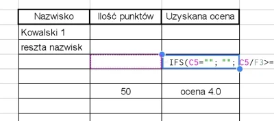 kressusza - mjjm: nawet ten sam kod :)

=IFS(C5=""; ""; C5/F3>=101; "błąd"; C5/F3>=0,...