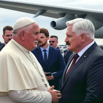 natasha-1410 - @ulele Papież spotyka się z Wałęsą i rządem na lotnisku.