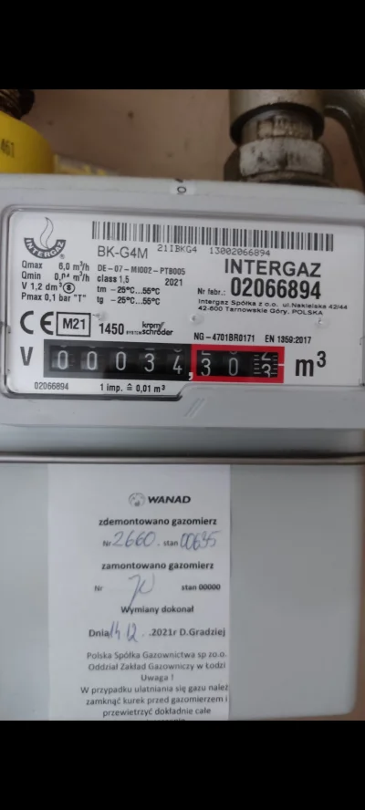 H13D - W której rubryce odczytuje m³ zmiany? 
#gaz