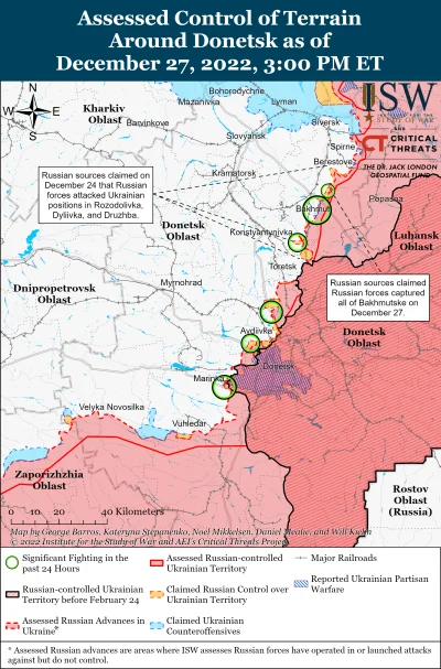 Kagernak - Obwód Doniecki

Siły rosyjskie w Bachmucie mogą być bliskie kulminacji, ...
