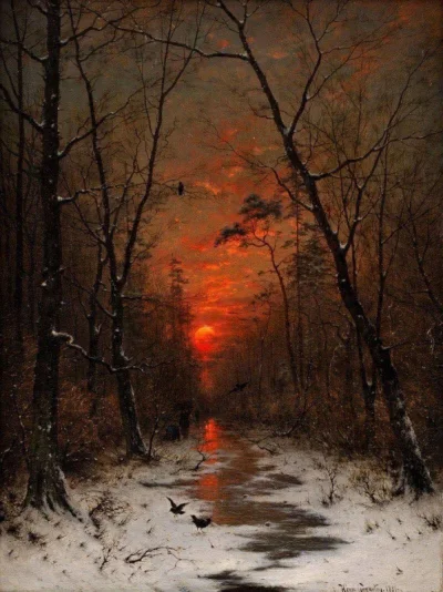 Lifelike - Zachód słońca nad zimowym lasem; Heinrich Gogarten
1881 r.
#artevaria
#...