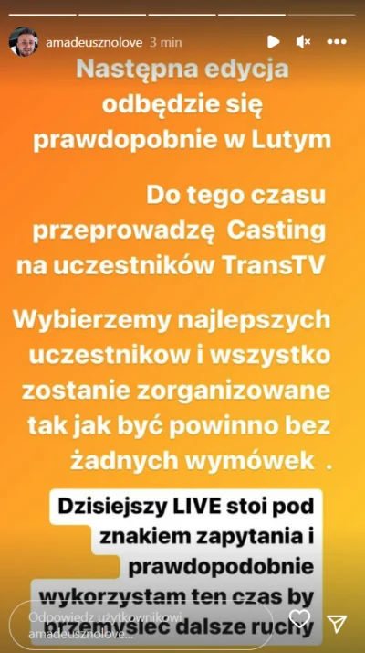 wieszjo - @wieszjo: Czyli jednak bez live dzisiaj XDDD