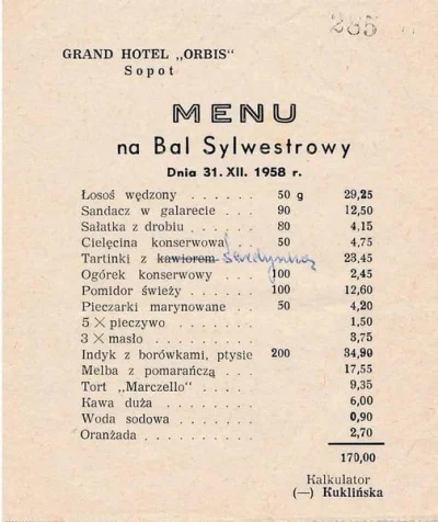 krowi_placek - Menu i ceny Bal Sylwestrowy Grand Hotel Orbis Sopot 1958 rok
#sylwest...