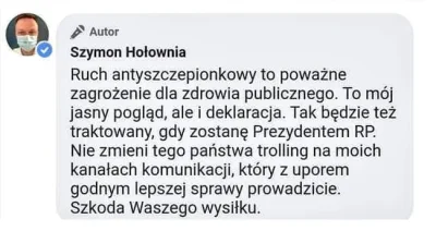 jinnoman - Natomiast Hołownia nie lubi jak ktoś ma odmienne zdanie na temat szczepion...