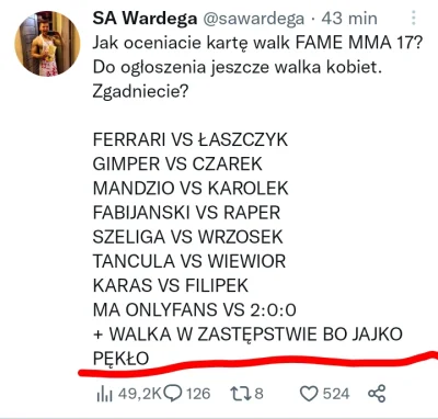 MarcinE45 - Za walke Muran v Zadora podobno ma byc Bomba v Alan w k1 na ig bomba dał ...