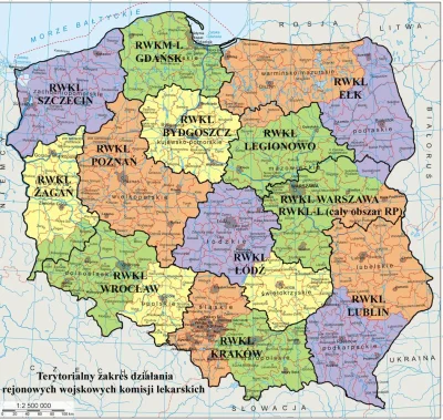 Towarzysz_Stulejonow - Mapa rejonowych wojskowych komisji lekarskich z obszarem ich f...