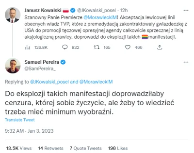 xfin - Pereira kłóci się z Kowalskim o pokazywanie tęczowej opaski w TVP (｡◕‿‿◕｡)

...