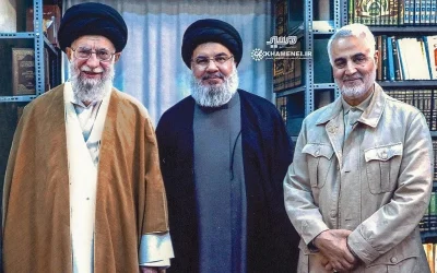 JanLaguna - Od lewej: Chamenei, Nasrallah, Solejmani, 2019 r.