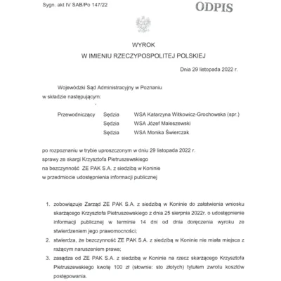 WatchdogPolska - Czy prywatne przedsiębiorstwo jest zobowiązane do udzielenia informa...