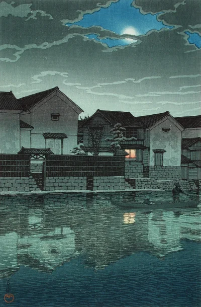 Lifelike - Zamglony księżyc; Kawase Hasui
drzeworyt, 1924 r., 36,35 × 24,92 cm
#art...