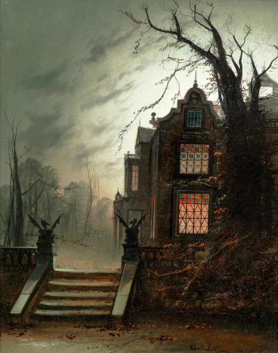 Hoverion - Wilfred Bosworth Jenkins 1857-1936
A country house by moonlight, olej na ...