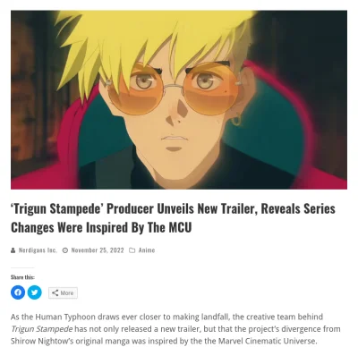vries - #animedyskusja #anime
Wrażenia po pierwszym epie Triguna następujące:
Anime...