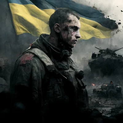 Sultan_Kosmitow - #midjourney wygenerowało taki obraz na hasło "Wojna na Ukrainie"

#...