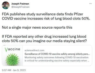 Adam_Prosty - 50% wyższe ryzyko zatoru płucnego po szczepionce. To normalne można się...