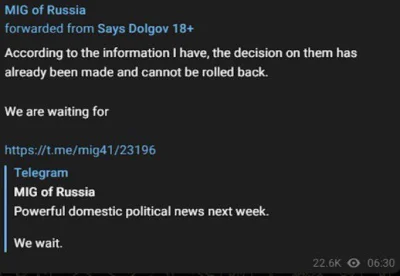 waro - Znany rosyjski kanał na telegramie pisze, że w następnym tygodniu można się sp...
