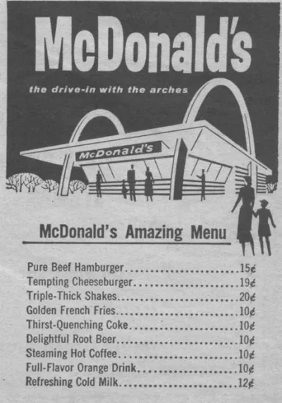 starnak - Menu Mcdonalda 70 lat temu #mcdonalds #ciekawostkihistoryczne #ciekawostki ...