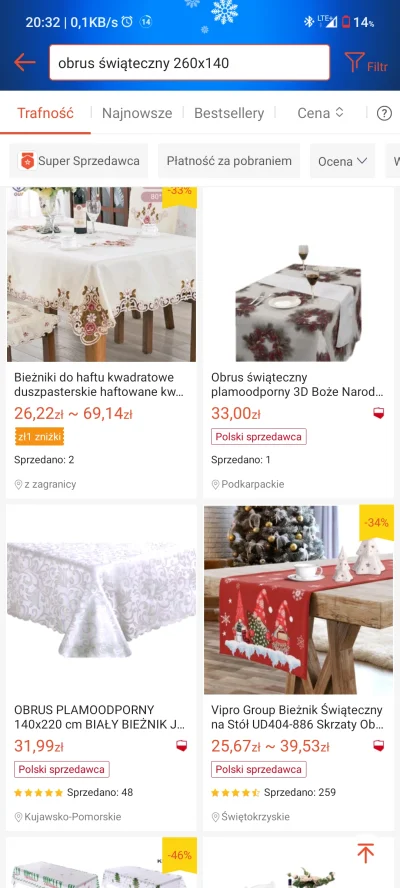 Otsego_Amigo - @RandomowyMirek: shopee znajduje obrusy, ale nie taki wymiar jaki chce...