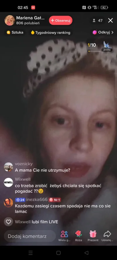 K.....k - Marlena w środku nocy sapie, że na live nikt jej pieniędzy nie wysyła od ki...