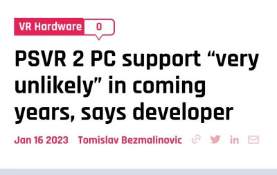 CzystaOdra - Playstation VR2 tylko na PS5. Nie ma co liczyć, że będzie działać na PC....