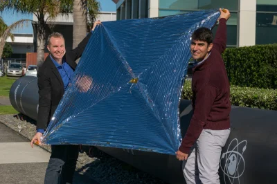 blamedrop - > A model of the drag sail to be demonstrated on the NABEO tech demo payl...