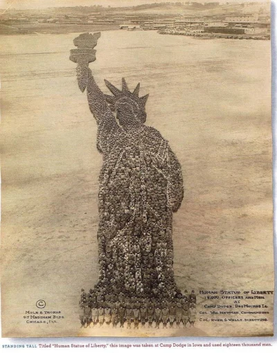 janek_kenaj - Statua Wolności złożona z 18 tysięcy żołnierzy. Rok 1918. Iowa, USA