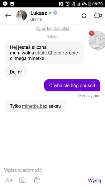 IrytujacyTypek - Łukasz, Łukasz dziś se nie poruchasz ( ͡° ͜ʖ ͡°) Screen od koleżanki...