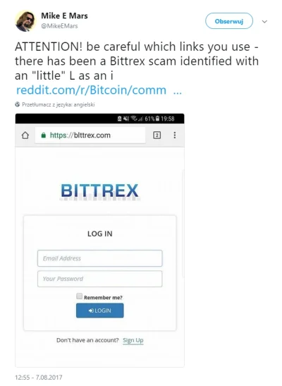 KaszelTesciowej - Uwaga! phishing na Bittrex.com
reddit.com
#kryptowaluty #bitcoin ...
