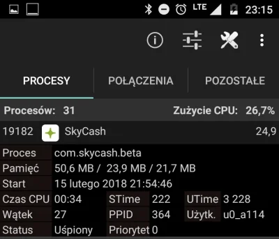 mrhahn - Skycash na Androida po podłączeniu ładowarki wybudza się i zajmuje 25% CPU (...