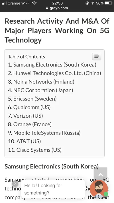 Lofzug - @bungaBunga: nie mam linku bo szukałem w googlu "most advanced 5G companies"...