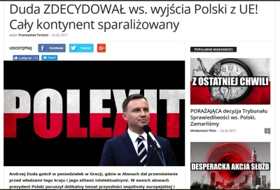 Kmicic007 - "Duda ZDECYDOWAŁ ws. wyjścia Polski z UE! Cały kontynent sparaliżowany" 
...