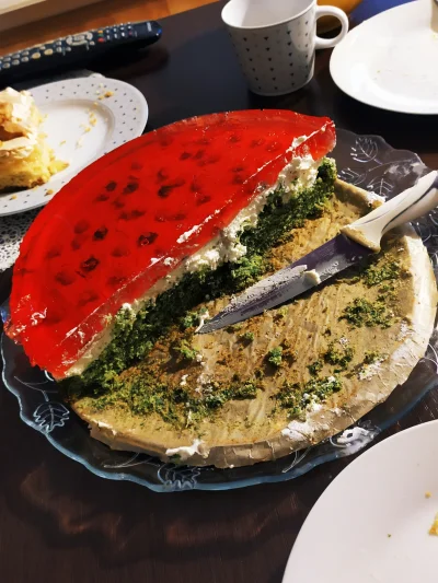 netefre - Ciasto a la arbuz ze szpinaku ( ͡° ͜ʖ ͡°) #pieczzwykopem #pysznosci #gownow...