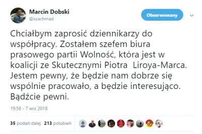 jasieq91 - Partia Wolność ma nowego szefa biura prasowego. Został nim popularny na Tw...