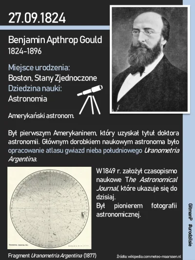 G.....P - A dzisiaj Benjamin Gould - pierwszy amerykański doktor astronomii i pionier...