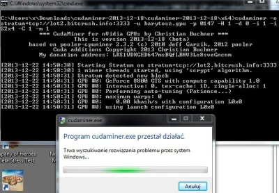 barytosz - czemu wywala? #cudaminer #dogecoin