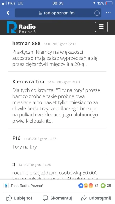 Staryan0na - Kierowca #tir leci z klasycznym argumentem pod artykułem o #protest69 ( ...