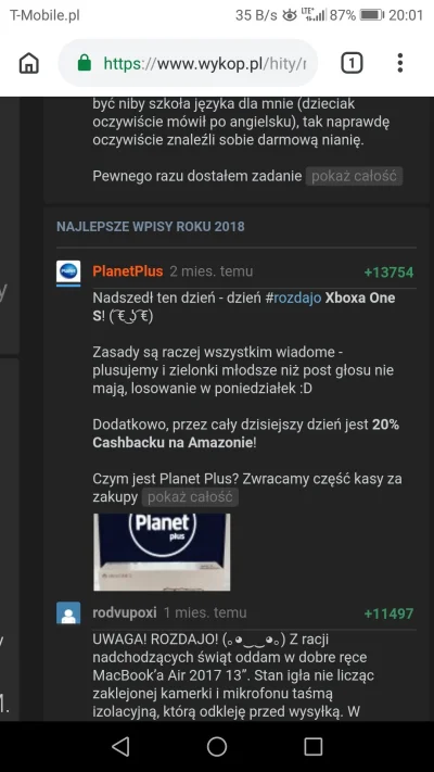 WuDwaKa - Wiecie jaki wpis ma najwięcej plusów w dziejach mirko? ( ͡º ͜ʖ͡º)
@PlanetPl...