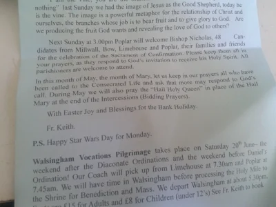 KwasnyPL - #heheszki #uk #emigracja 

"Happy #StarWars Day" w newsletterze kościeln...