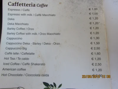 lektorlondon - Ceny kawy w Italii