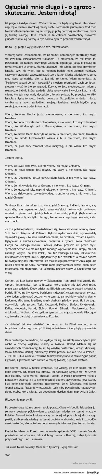 michioblippl - 2013 się dopiero zaczął, a najgłupszy tekst roku już ukazał; #dziecisi...