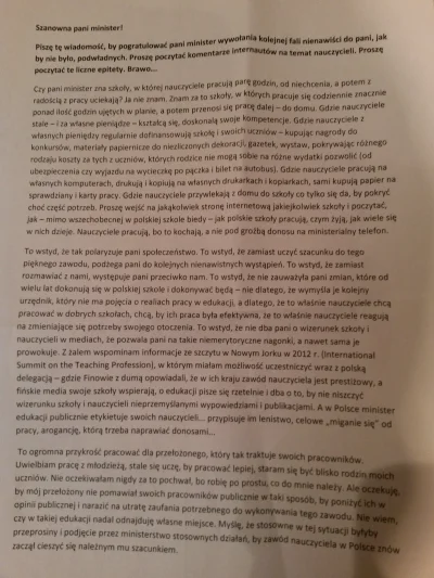 dreamh00k - Tutaj macie list, który jakas nauczycielka napisała do pani minister. To ...