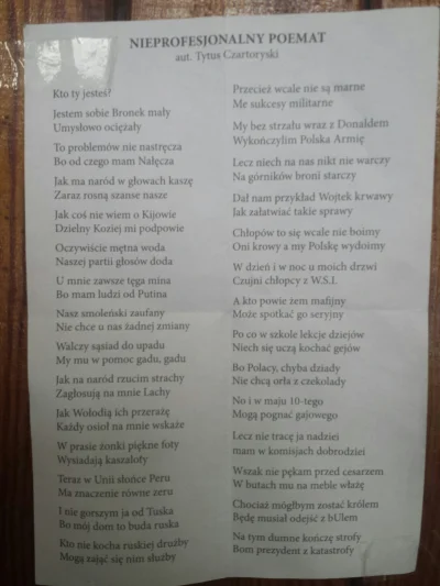 lordmatiz - Take coś znalazłem dzisiaj na klatce xD

#heheszki #poezja #niewiemjakota...