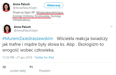 Sosn4 - Wiceprzewodnicząca komisji ochrony środowiska, jest przeciwna ochronie środow...