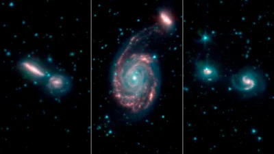 sznaps82 - Po lewej: Dwie łączące się galaktyki znane jako Arp 302 lub VV 340. W środ...